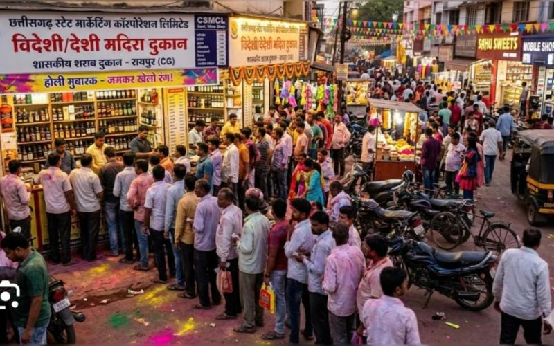 'Madhushala' sets new record in Chhattisgarh: Record-breaking liquor sales on Holi, liquor worth Rs 179 crore sold in 2 days, Excise Department, Raipur, Khabargali