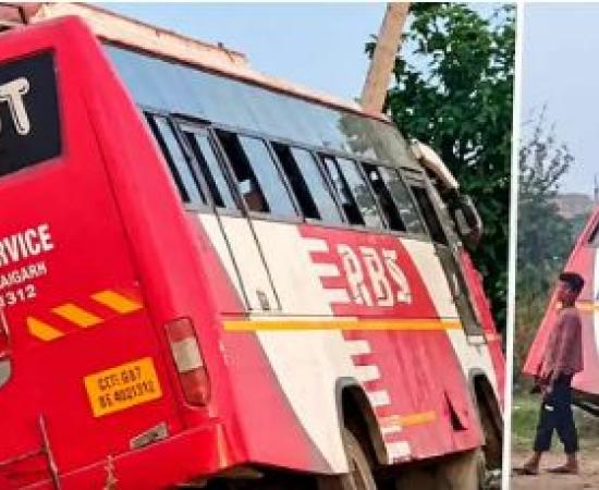  Major bus accident in Bemetara; bus hits a pole, two passengers killed hindi news bemetara news chhattisgarh news khabargali 