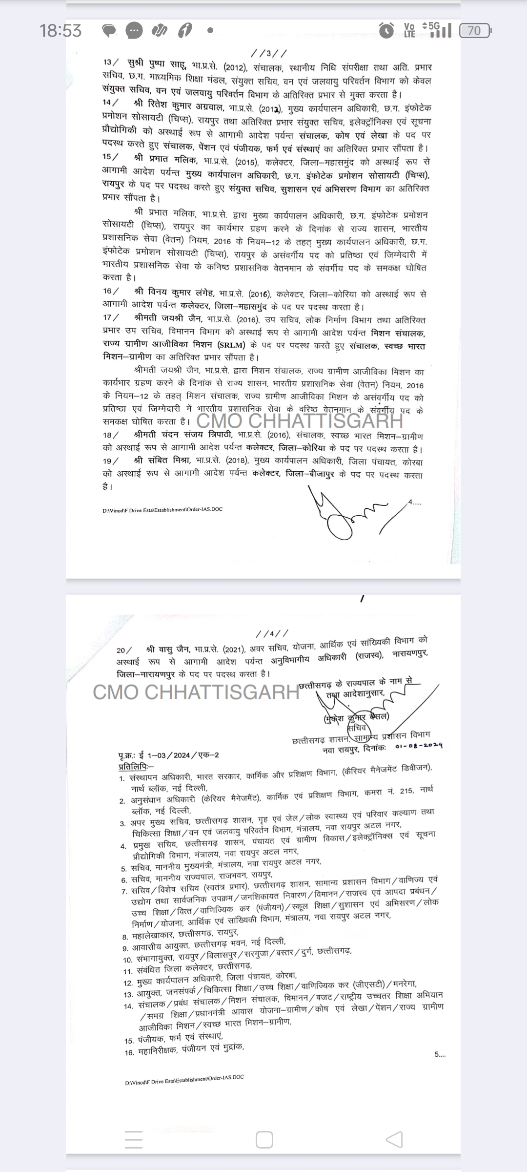 20 IAS officers transferred, see who is where, Chhattisgarh, Khabargali