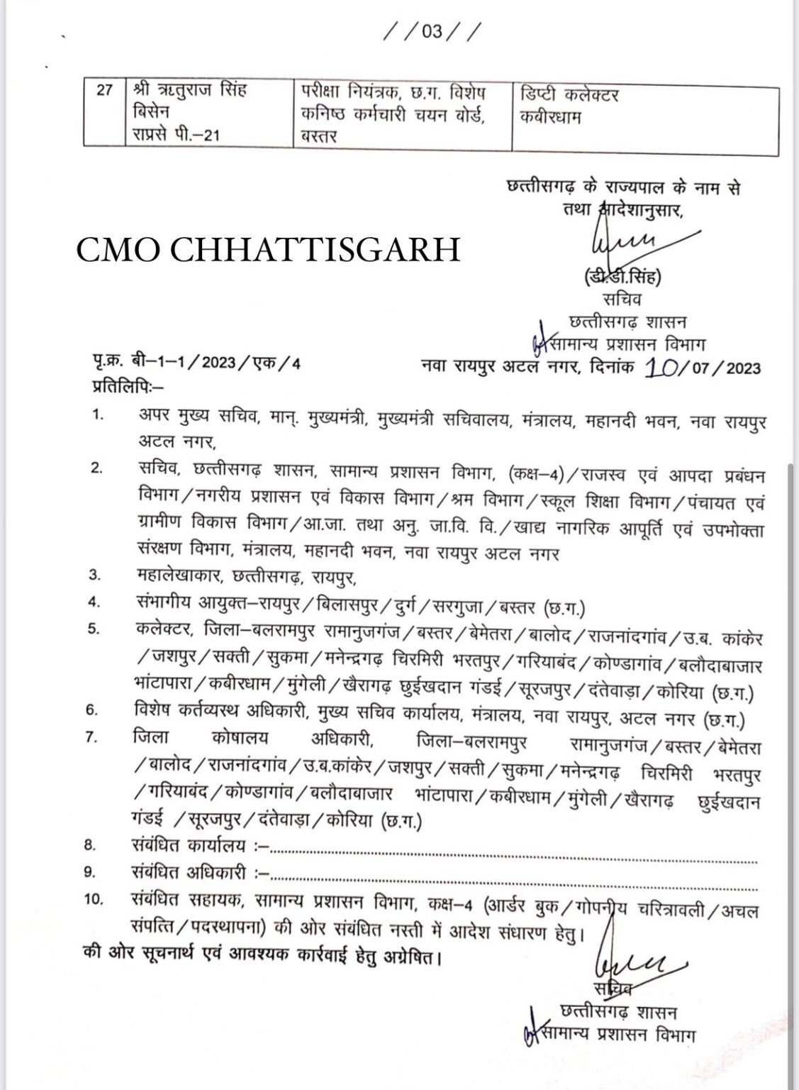 Big administrative reshuffle: 27 officers transferred in Chhattisgarh, see full list here, khabargali