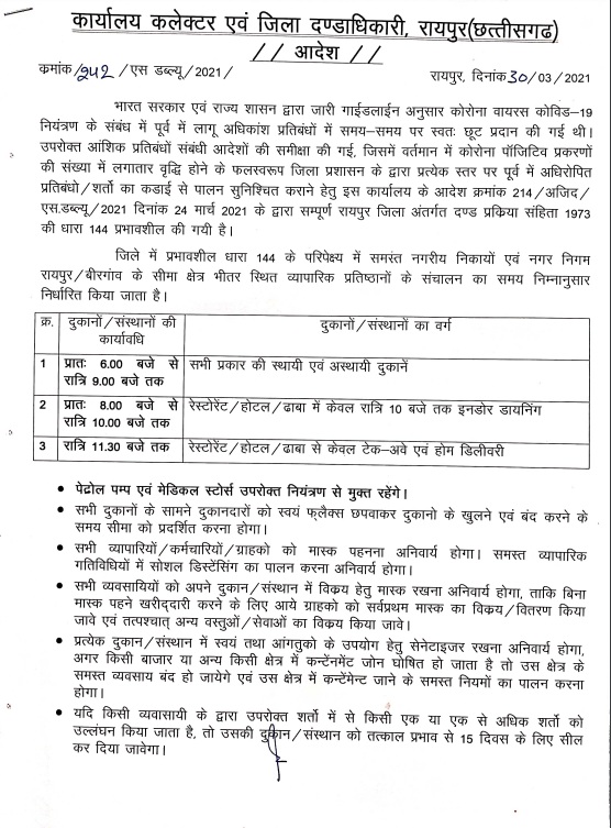 Corona in Chhattisgarh, creepy speed, Raipur district, night curfew enforced, Collector Dr. S. Bharatidasan, Health Minister TS Singhdev, Chhattisgarh, Khabargali