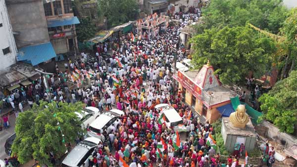 Congress candidate Akash Sharma filed nomination with a show of strength, Jogi's party supports Congress candidate Akash Sharma, Raipur, Chhattisgarh, Khabargali