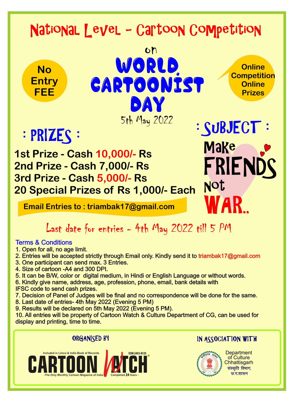 World cartoonist day, cartoon watch, raipur, khabargali