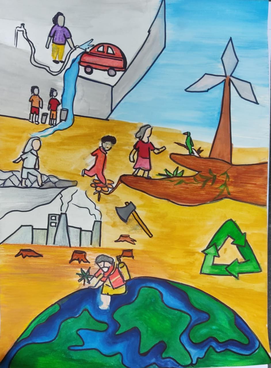 On the occasion of World Environment Day, Mahakaushal Art Gallery, painting competition, Environment Green Society of Government Nagarjuna Postgraduate Science College, Arvind Yadu, Dr. Shikhar Sharma, Dr. Praveen Sharma, Raipur, Chhattisgarh, Khabargali