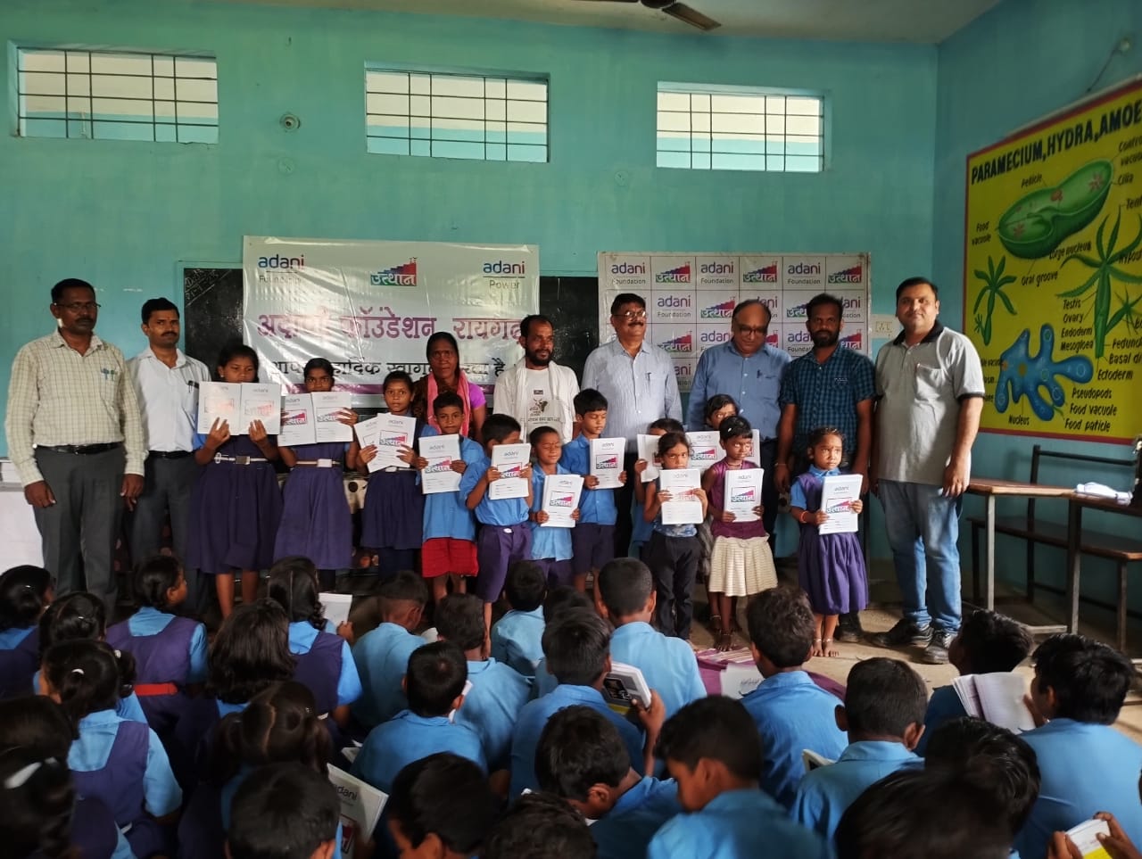Shala Praveshotsav: Distribution of notebooks to more than 600 children under Project Utthan of Adani Foundation, Raipur, Chhattisgarh, Khabargali