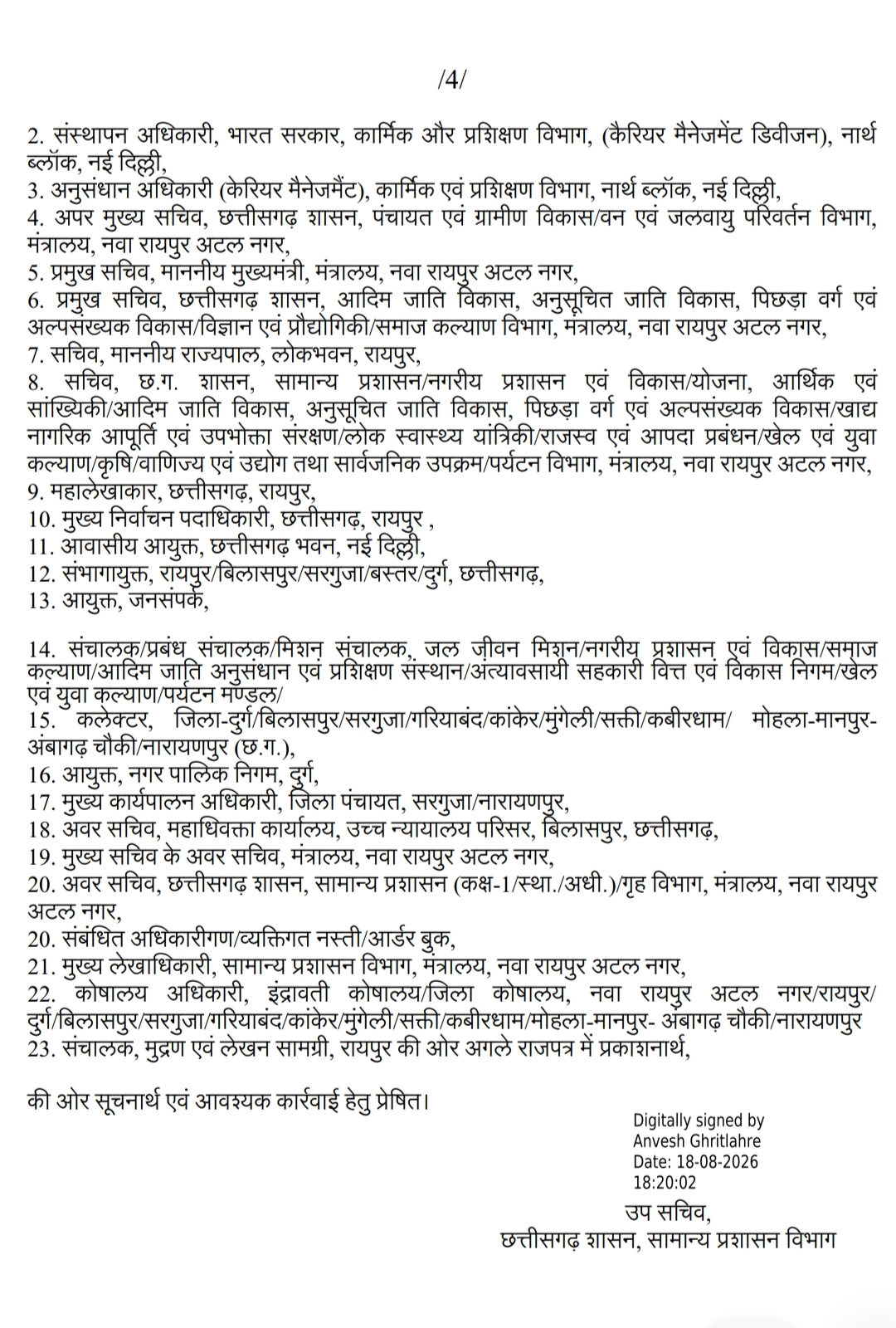 Breaking News: 22 IAS officers transferred in Chhattisgarh, 6 district collectors replaced; Sonmani Bora given urban administration responsibility, Chhattisgarh administrative reshuffle, collector transfer, capital Raipur, Khabargali