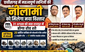 Nava Raipur Road Show, Vishnu Dev Sai, Tokhan Sahu, Satish Chandra Dubey, Auction of Critical and Strategic Mineral Blocks, Graphite, Rare Earth Elements, Rare Metals, Vanadium, Gallium, Titanium, Molybdenum and Tungsten, Chhattisgarh, Khabargali