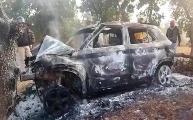 6 killed in two major road accidents in Chhattisgarh, a car collided with a tree in Bilaspur and a fire burnt to ashes, a truck crushed two brothers riding a bike in Bhilai, 4 people died of burns alive, dead bodies in Podi-Khaira of Ratanpur area became a skeleton, khabargali