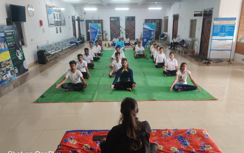 Yogadhyanam, National Service Planning Unit Shri Shankaracharya Technical Campus Junwani Bhilai, International Day of Yoga, Vajrasana, Matsyasana, Ardha-Matsyendrasana, Gomukhasana, Paschimottanasana, Dhanurasana, Bhujangasana, Tadasana, Vrikshasana, Kapalbhati Pranayama, Bhramari Pranayama, Bhastrika Pranayama, Anulom-Vilom Pranayama  and Udgeeth Pranayama, Khabargali
