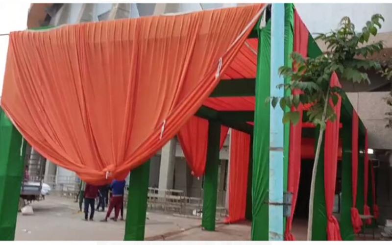 Preparations in the indoor stadium of the capital for the swearing-in of the cabinet of Chhattisgarh Chief Minister Vishnudev Sai, Khabargali