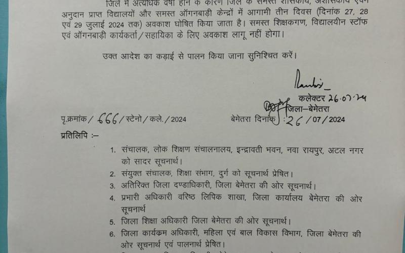 Due to heavy rain in the state these days, orders to close schools, alert of heavy rain in the next 48 hours... Latest news Hindi news Chhattisgarh news khabargali 