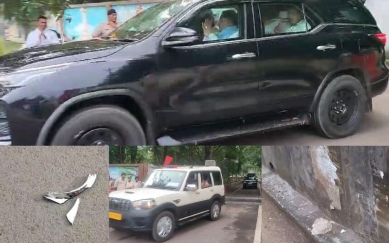 The vehicles of Chief Minister Vishnu Dev Sai's convoy met with an accident, the accident occurred while saving a cow... Cg news hindi news Raipur news khabargli 