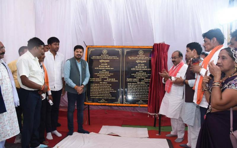 Deputy Chief Minister Sao performed Bhoomi Pujan for development works worth 62 crores in the area of ​​his MLA Anuj Sharma, Dharsiwa Assembly, Chhattisgarh, Khabargali