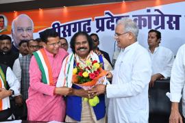 BJP's strong tribal leader Nandkumar Sai, Congress entry, Chief Minister Bhupesh Baghel, State President Mohan Markam, Chhattisgarh,khabargali