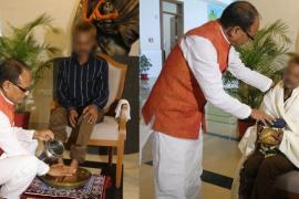 CM Shivraj honored the victim of Sidhi case by washing his feet, apologized, Congress will knock on the door of the President against the incident, Shivraj government took strict action against Pravesh Shukla, accused of urinating on a tribal youth in Sidhi, khabargali