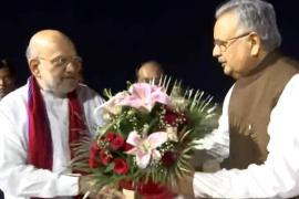 Amit Shah reached Raipur, round of meeting started in closed room, Union Health Minister Mandaviya, Raipur, Chhattisgarh