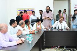 Meeting of the Congress Manifesto Committee today under the chairmanship of Minister Mohammad Akbar at Rajiv Bhawan, Chhattisgarh,khabargali