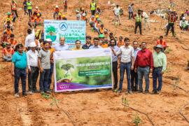 On World Environment Day, 25000 saplings were planted in RRVUNL's Parsa East Kanta Basan mine, Adani Natural Resources set a target of planting 86 lakh trees by the year 2030, Ambikapur, Chhattisgarh, Khabargali