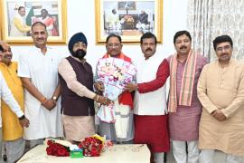 Courtesy visit of newly appointed chairmen of corporation and board to Chief Minister, Raipur, Chhattisgarh, Khabargali