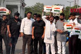 Youth Congress Raipur protests against the terrorist attack in Jammu and Kashmir, District President Vinod Kashyap, Tajul Ahmed, District General Secretary, Chhattisgarh, Khabargali