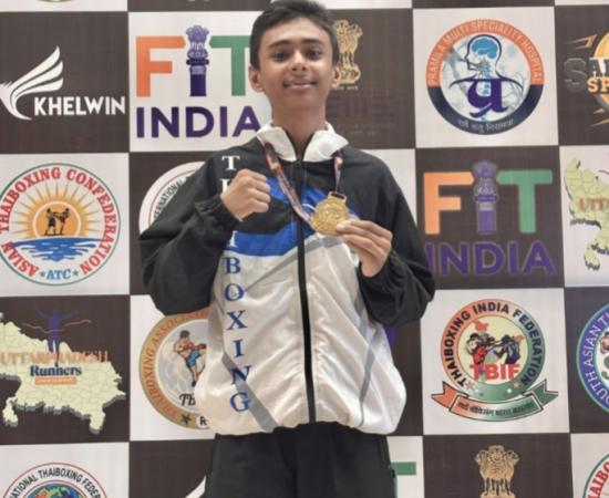 Raipur's Nirved Kashyap won gold, 6th National Thaiboxing Championship 2025, Chhattisgarh, Khabargali