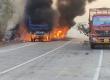  A truck and a trailer collided, leaving the driver trapped in the trailer cabin burned to death.balrampur hindi news latest news khabargali 