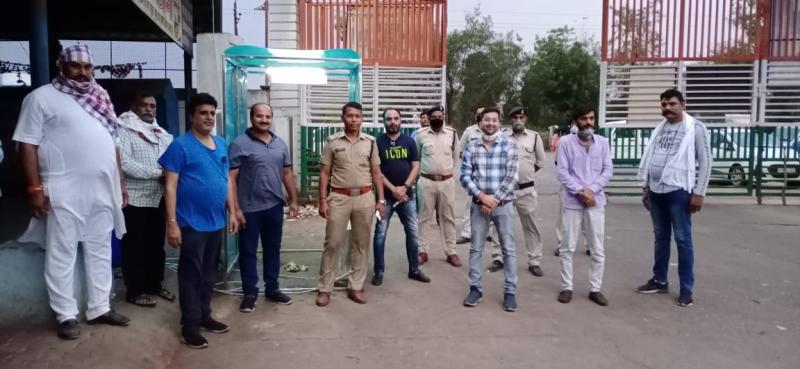 Rajadhani hoalsale sabji mandi dumartarai, sanitizer tunnel