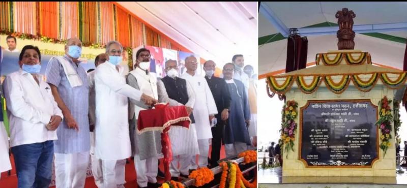 New Vidhan Sabha Bhawan, Bhumi Pujan, Shilanyas, Sonia, Rahul Gandhi, Bhupesh Baghel, Architect Sandeep Srivastava, khabargali