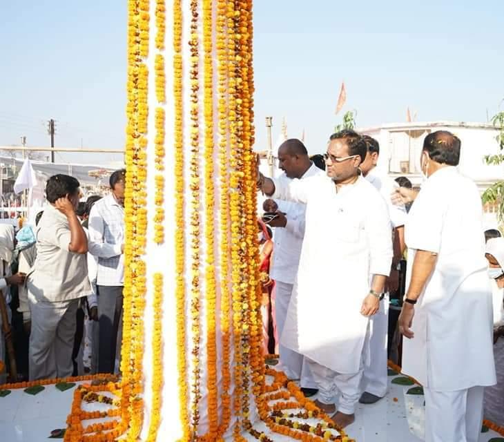 Minister of Public Health Engineering, Village Industries Guru Rudrakumar, Rajnandgaon, Village Narmada, Chakanar, Baba Guru Ghasidas, Naveen Jaitkham, Inauguration, Satnam Panth, Khabargali