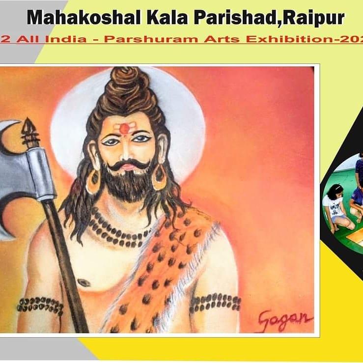 Mahakaushal Kala Parishad, Mahakoshal All India Parashurama Art Exhibition-2021, Black and white drawing, crafts, rangoli, graphics, collage, photography, doodles, masks, folk art, Dr. Dinesh Mishra, Chairman, Mahakaushal Kala Parishad and Chairman, Andhashraddha Nirmulan Samiti , Gaud Brahmin Society, Raipur, JCI Raipur Sanskrit and Environment Green Society, and Photography Society, Government Nagarjuna Postgraduate Science College, Raipur, Lions Club Raipur Fandas, Rotary Club Raipur East, Watercolor, o