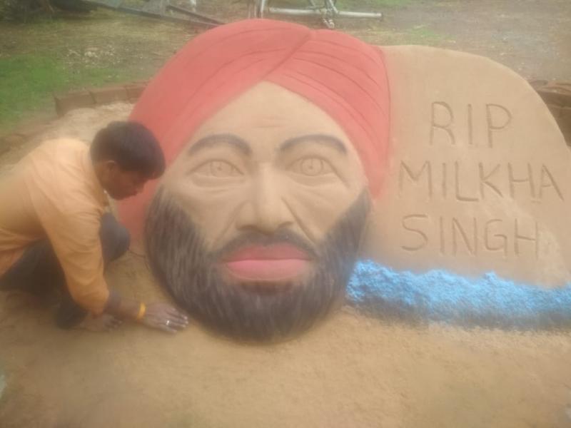 Sudarshan Patnaik of Chhattisgarh, Sand Art, Famous, Sand Artist, Hemchand Sahu, Great Indian Athlete Milkha Singh, Classical Artwork, Tribute, First, Khabargali