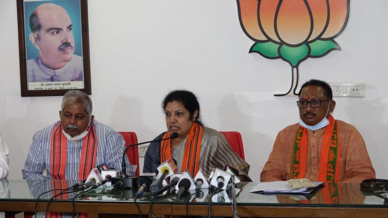 National Co-Organization General Secretary Shivprakash, State In-charge D Purandeshwari, Co-in-Charge Nitin Naveen, State Headquarters Kushabhau Thackeray Complex, Raipur, Khabargali