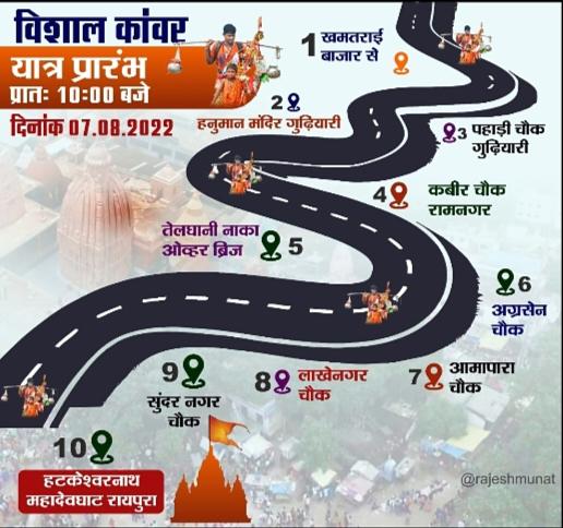 Shri Hatkeshwar Nath Mahadev Temple, Grand Kanwar Yatra, Holy Month of Sawan, Former Minister Rajesh Munat, Yatra from Khamtrai to Mahadevghat, Former Chief Minister Dr. Raman Singh, Saffron Flag, Tricolor will be hoisted with pride, Raipur, Chhattisgarh