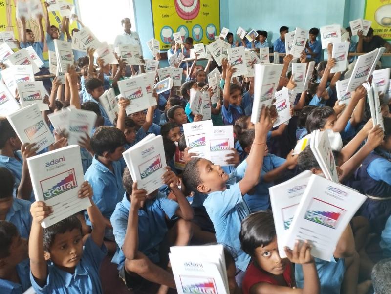 Shala Praveshotsav: Distribution of notebooks to more than 600 children under Project Utthan of Adani Foundation, Raipur, Chhattisgarh, Khabargali