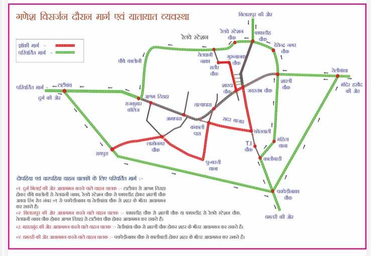 Ganesh idol immersion tableau tomorrow, police released route map, Raipur, Chhattisgarh, Khabargali