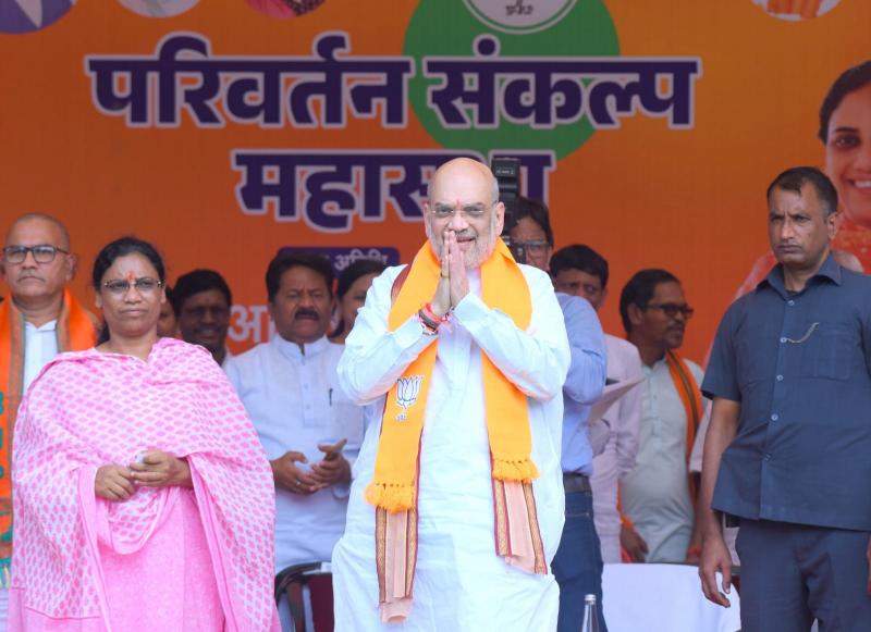 Union Home and Cooperation Minister Amit Shah addressed the huge Parivartan Sankalp Mahasammelan rallies organized in Jagdalpur and Kondagaon, Chhattisgarh, Chhattisgarh Assembly Elections, BJP candidates, Kiran Singh Dev, Vinayak Goyal, Maniram Kashyap, Khabargali