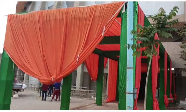 Preparations in the indoor stadium of the capital for the swearing-in of the cabinet of Chhattisgarh Chief Minister Vishnudev Sai, Khabargali