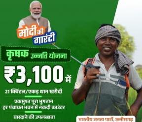 Raipur, BJP state spokesperson and former state president of Kisan Morcha Sandeep Sharma, payment of difference amount of paddy, BJP government of the state, Krishak Unnati Yojana, Chhattisgarh, Khabargali