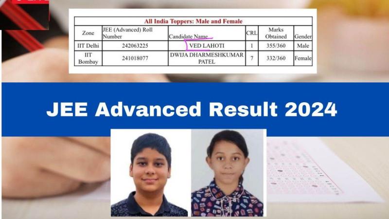 JEE Advanced 2024 result declared, Ved Lahoti of Indore topped, Rhythm Kedia of Chhattisgarh secured All India Rank (AIR) 4, Khabargali