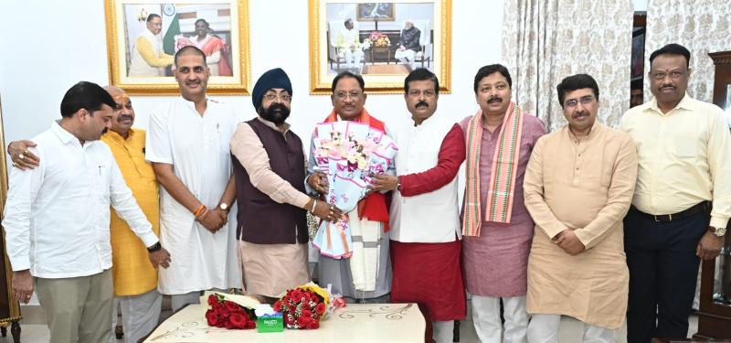 Courtesy visit of newly appointed chairmen of corporation and board to Chief Minister, Raipur, Chhattisgarh, Khabargali