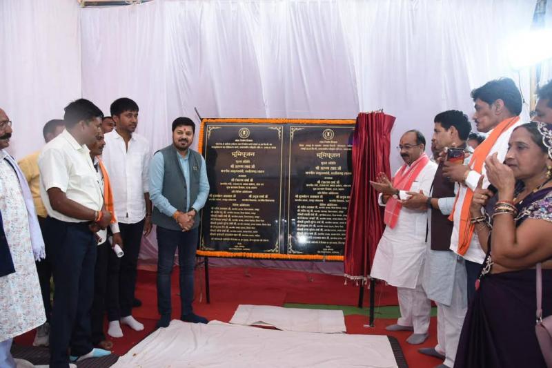 Deputy Chief Minister Sao performed Bhoomi Pujan for development works worth 62 crores in the area of ​​his MLA Anuj Sharma, Dharsiwa Assembly, Chhattisgarh, Khabargali