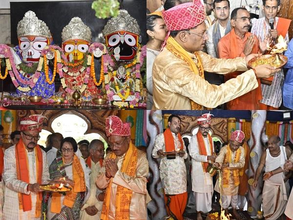 Governor and Chief Minister attended the Rath Yatra festival... After performing the ritual of Chharaphara, they sought blessings for the people of the state, a huge crowd of devotees gathered at the Jagannath temple located in Gayatri Nagar Raipur, Chhattisgarh, Khabargali