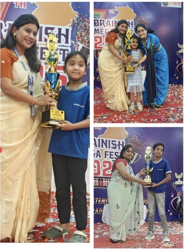 Raipur children showed the power of 'Human Calculator', Shailendra Nagar children hoisted the flag of success in Brainish Abacus Megafest, Vedika Sundarani, Aaradhya Chauhan became 'Champions', Master Trainer of Brainish Abacus Mrs. Deepa Shukla and Trainer Mrs. Sapna Rathore, Chhattisgarh, Khabargali