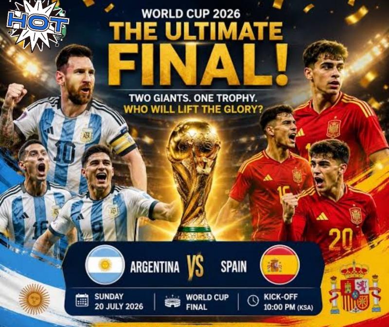 FIFA World Cup 2026 Final: Countdown begins... Argentina and Spain battle for the title. Find out when and where to watch live in India.Khabargali 