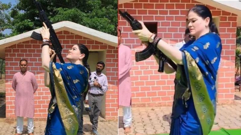 SP Ankita Sharma receives notice from PHQ; video of her firing an AK-47 into the air on Vijayadashami had gone viral rajanadgaon news hindi news 