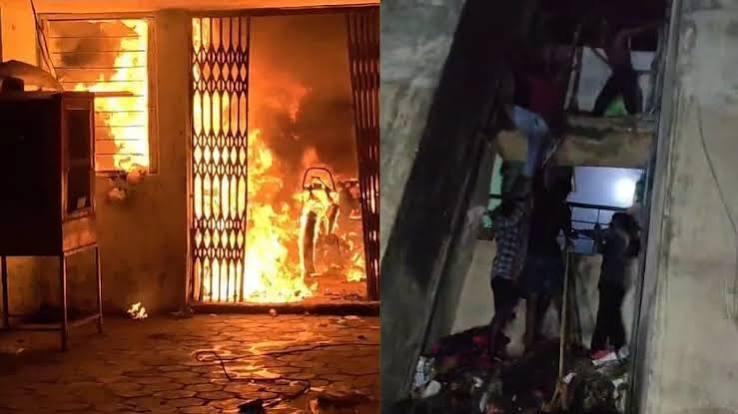  Panic ensues following a late-night fire at Atal Awas in Bilaspur; 75 people trapped in smoke are rescued using ropes and sarees hindi news big news khabargali 