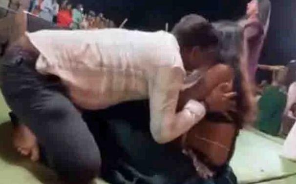 Video of BJP leader dancing with a dancer at an orchestra event showing him with the dancer lying in his lap and handing her money goes viral.hindi news khabargali 